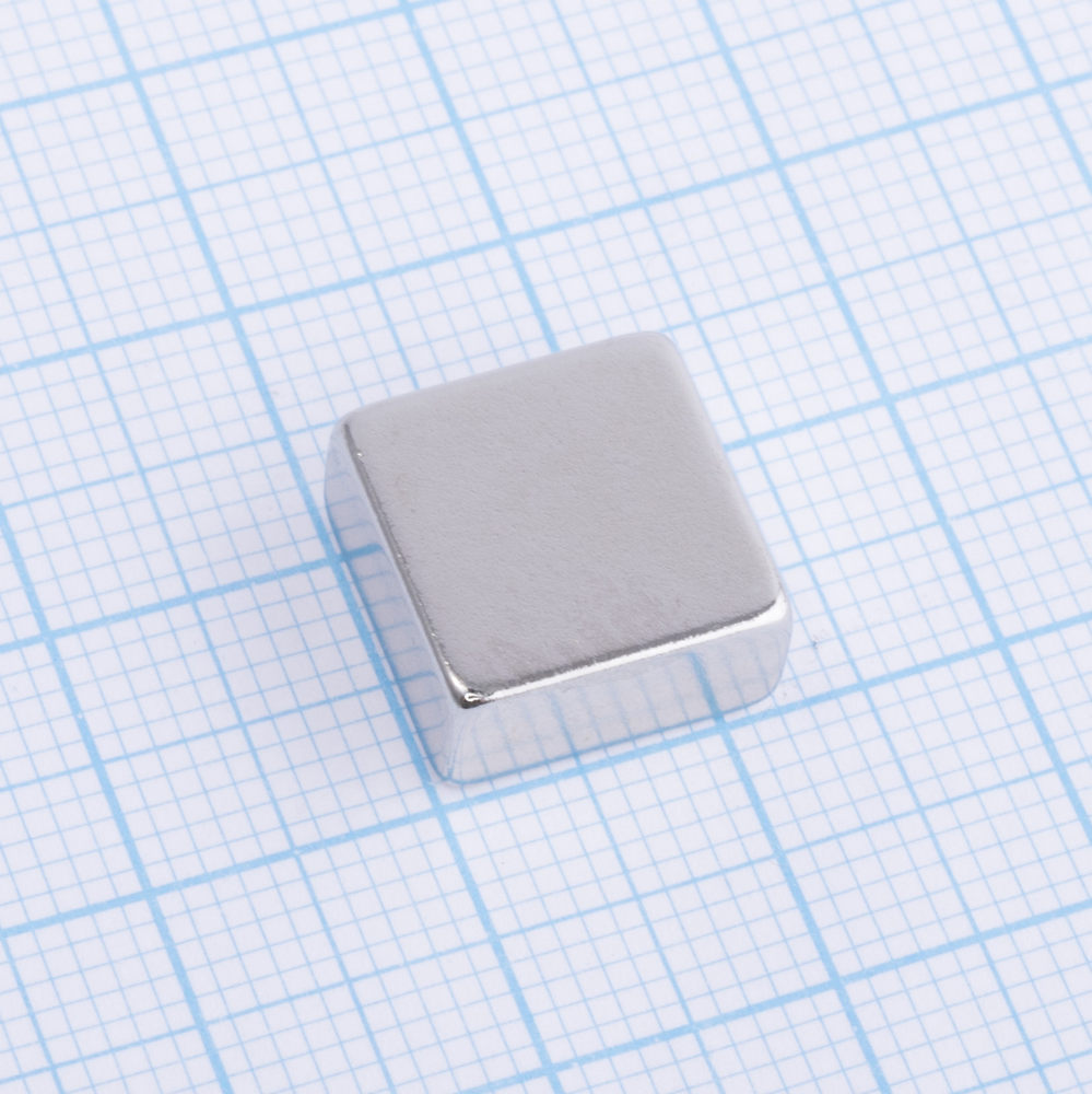 Магніт NdFeB, Блок 12 x 12 x 6 mm (N38), Ni + Cu + Ni (нікель)