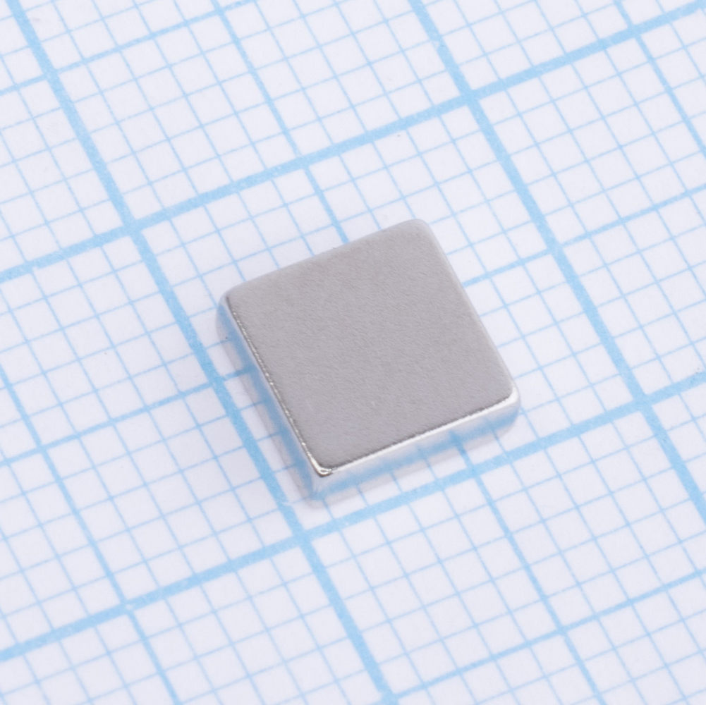 Магніт NdFeB, Блок 6 x 6 x 2 mm (N48), Ni + Cu + Ni (нікель)