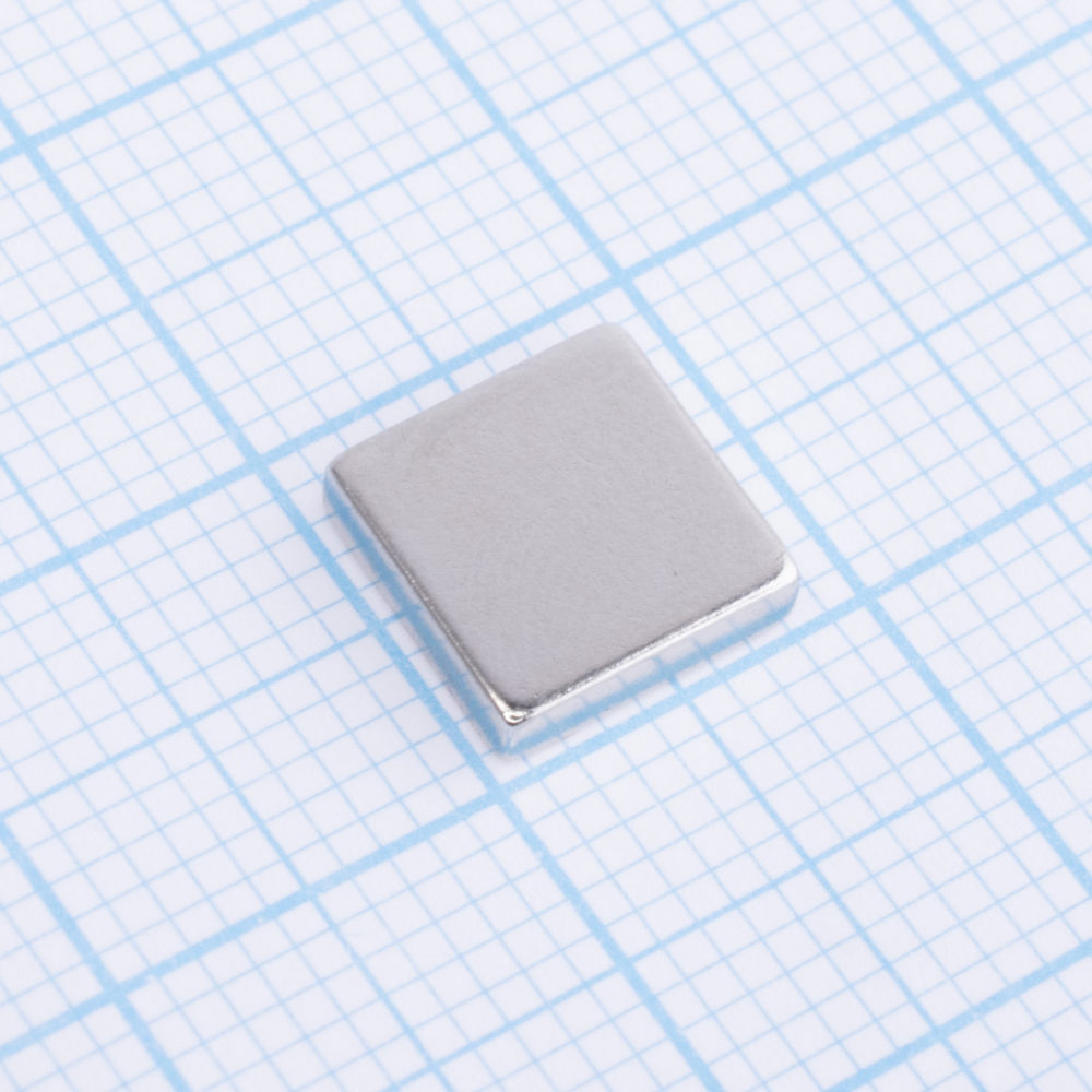 Магніт NdFeB, Блок 8 x 8 x 2 mm (N48), Ni + Cu + Ni (нікель)