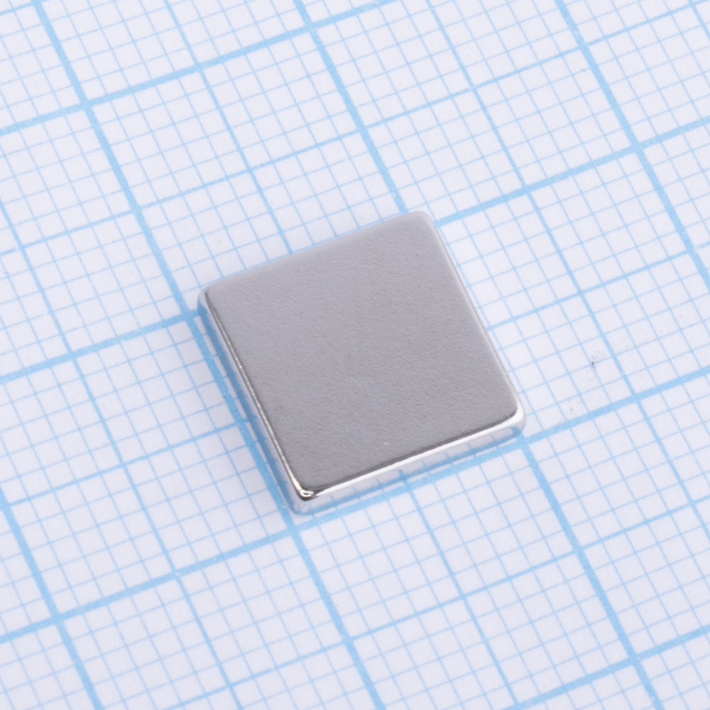 Магніт NdFeB, Блок 10 x 10 x 2 mm (N48), Ni + Cu + Ni (нікель)