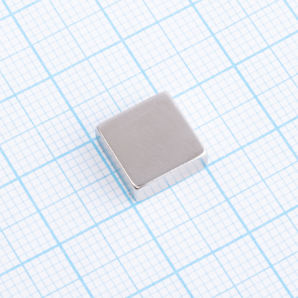 Магніт NdFeB, Блок 10 x 10 x 4 mm (N38), Ni + Cu + Ni (нікель)