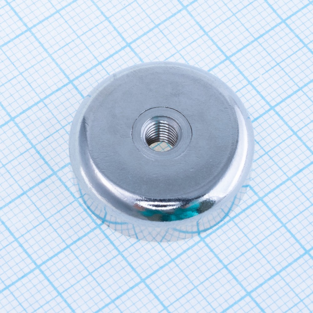 Магніт NdFeB Pot Magnet with Internal Thread, N38, Ni coating,Magnetized, NH25