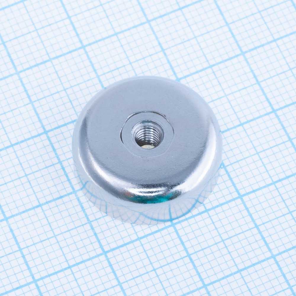 Магніт NdFeB Pot Magnet with Internal Thread, N38, Ni coating,Magnetized, NH20