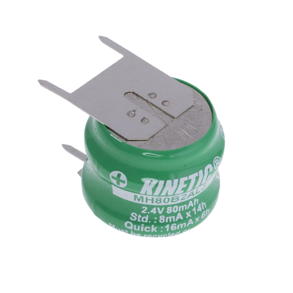 NiMH 80mAh, 2,4V, 15,6х12,4мм Kinetic, нікель-метал-гідридний акумулятор MH80B2AL3