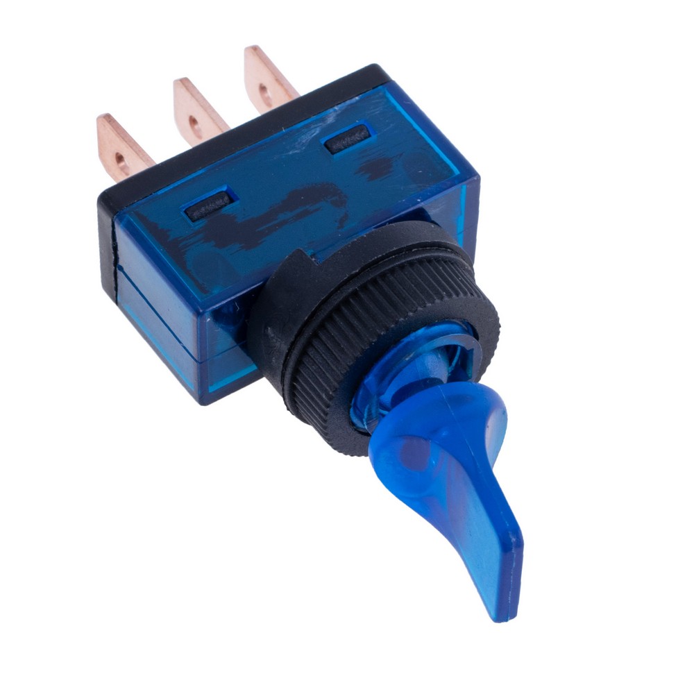Тумблер синій ON-OFF із підсвічуванням 12V/20A, ASW-14D blue lamp