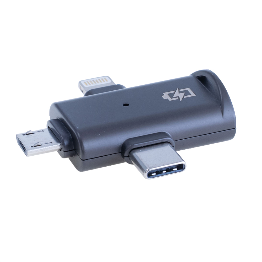 Перехідник OTG USB2.0 3в1 чорний.