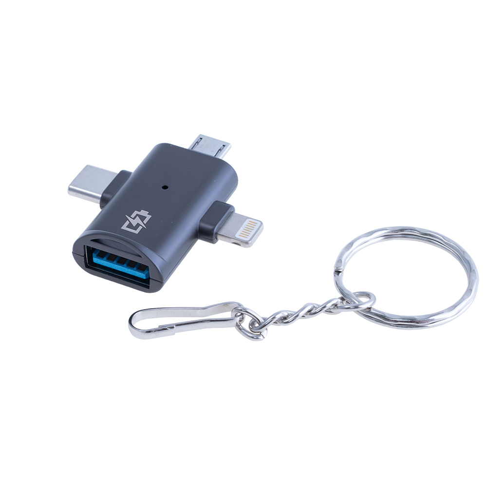 Перехідник OTG USB2.0 3в1 чорний.
