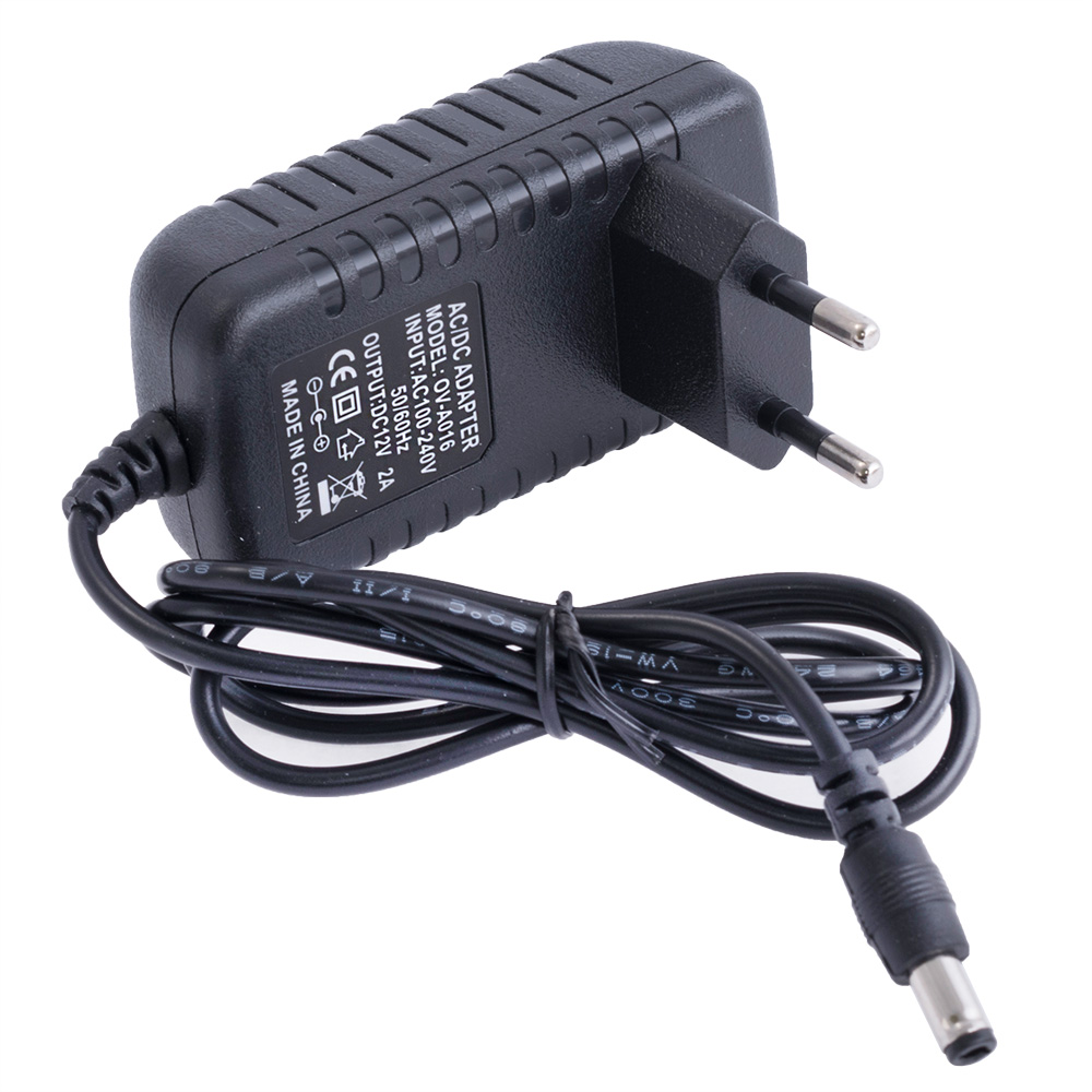 Блок живлення з вилкою 24W 12V, роз'єм:2.5x5.5мм, без феритового фільтра OV-A016
