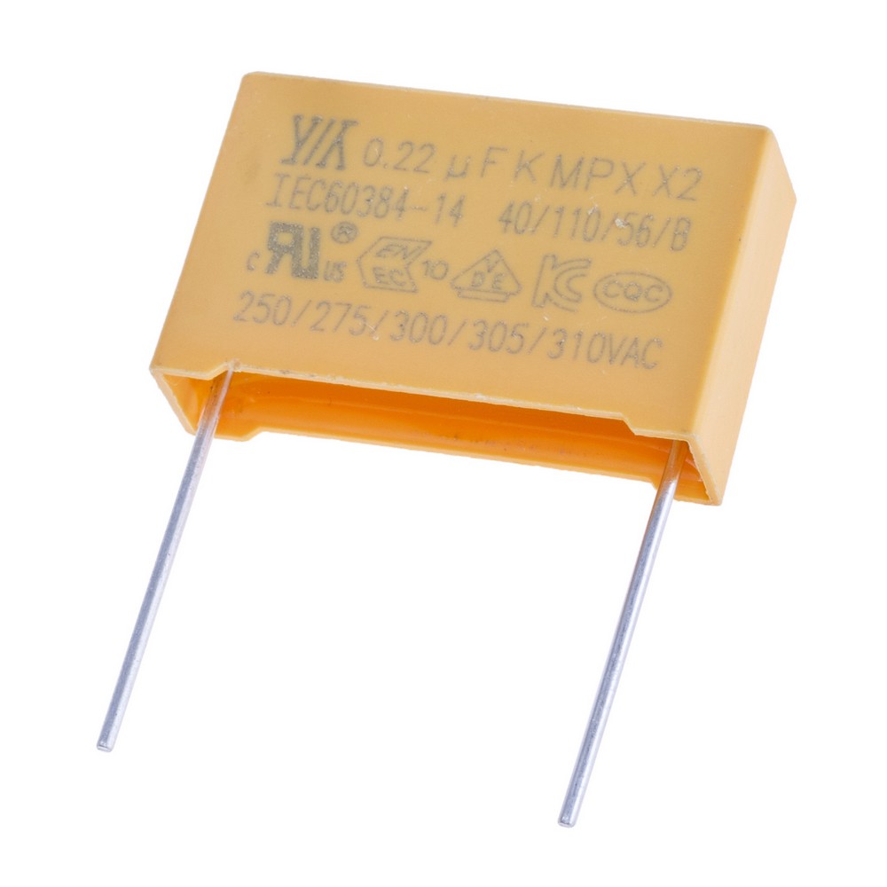 MPX 220nF 275VAC K(±10%), P=22,5mm, 7x16,5x26,5mm X2-224K275VACE2 YY-конденсатор плівковий