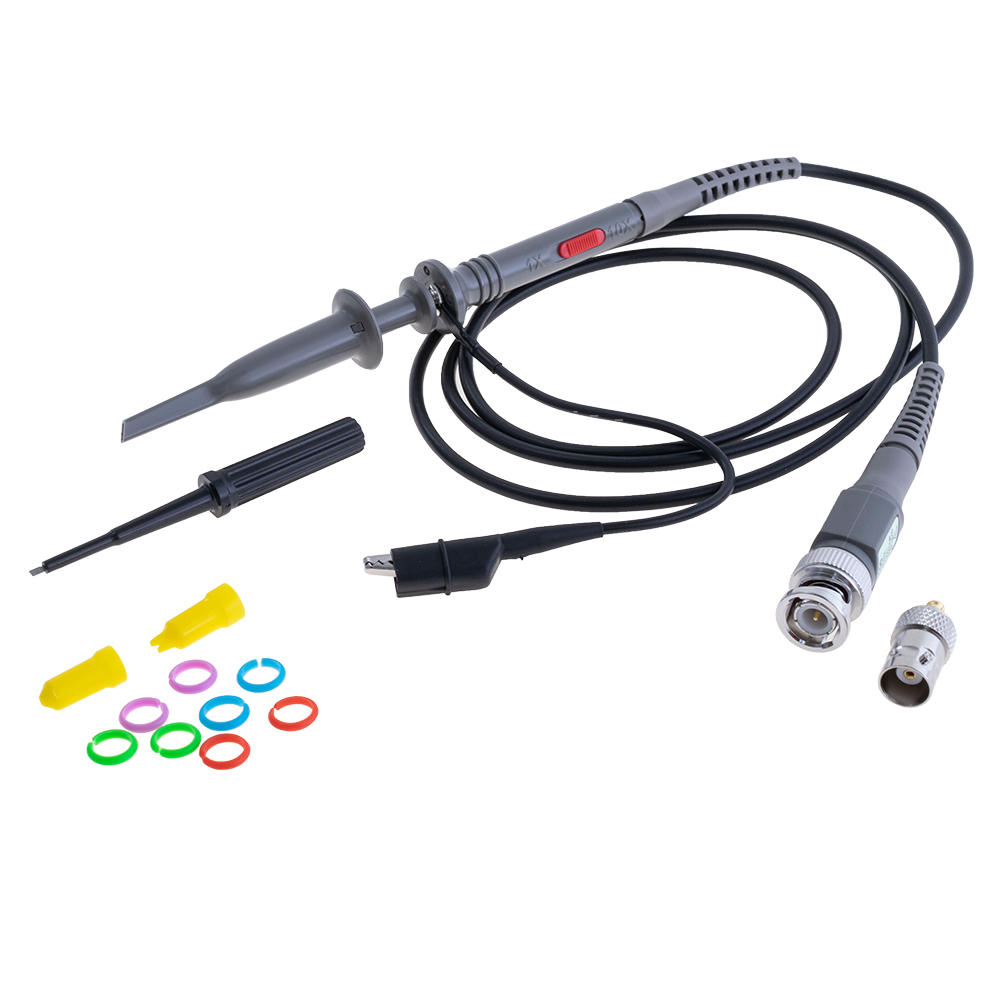 P6100 щуп-дільник для осцилографа (крючок + перехідник + крокодил на проводі + ковпачок + кільця-маркери)