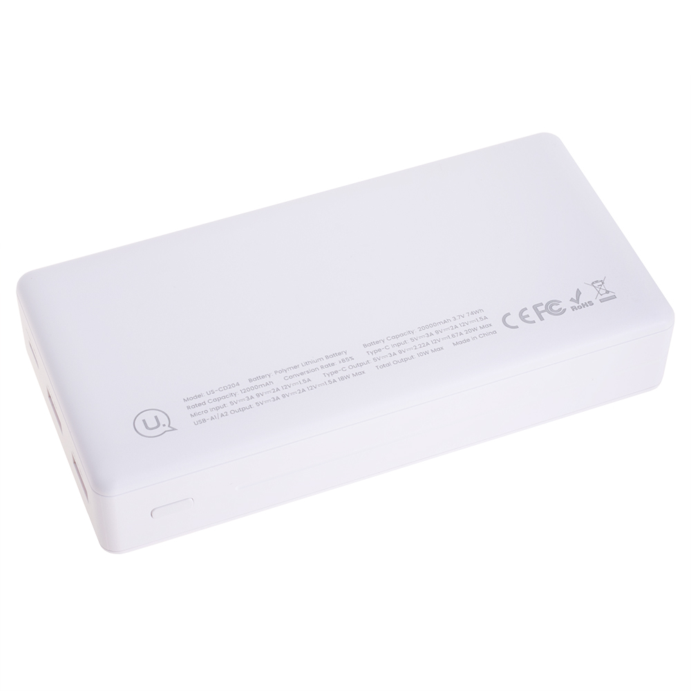 Power Bank 20000mAh (Rated Capacity: 12000mAh) US-CD204 PB71 PD20W+QC3.0 білий (USAMS)