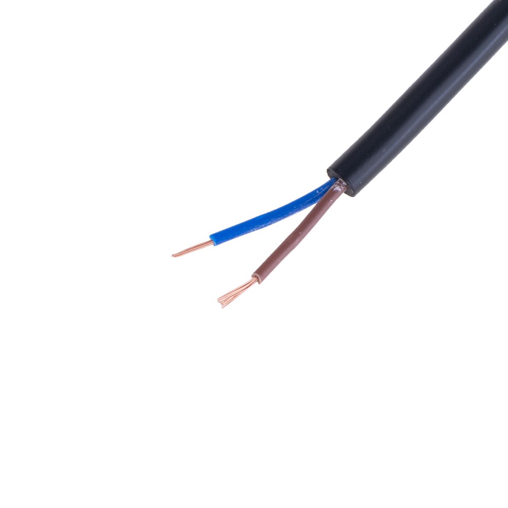 Провід круглий 2 x багатожильний в чорній оболонці 25AWG (PVC, 12/0.14/AS) коричневий+синій