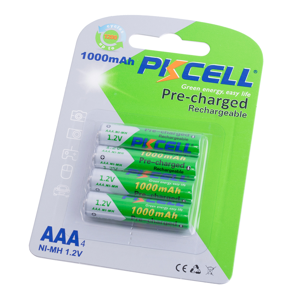 Акумулятор PKCELL AAA 4шт (1.2V, 1000mAh) NiMH Precharged