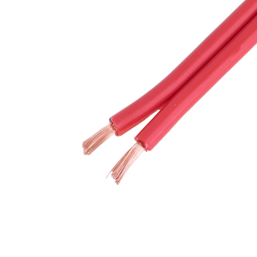 Провід живлення плоский 2-жильний 14AWG (2.5mm² PVC, 132/0.15/AS) червоний з чорною полоскою