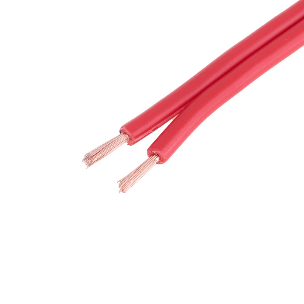Провід живлення плоский 2-жильний 18AWG (1mm² PVC, 56/0.15/AS) червоний з чорною полоскою