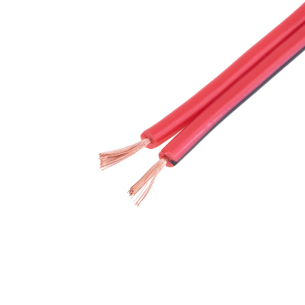Провід живлення плоский 2-жильний 19AWG (0.75mm² PVC, 42/0.15/AS) червоний з чорною полоскою