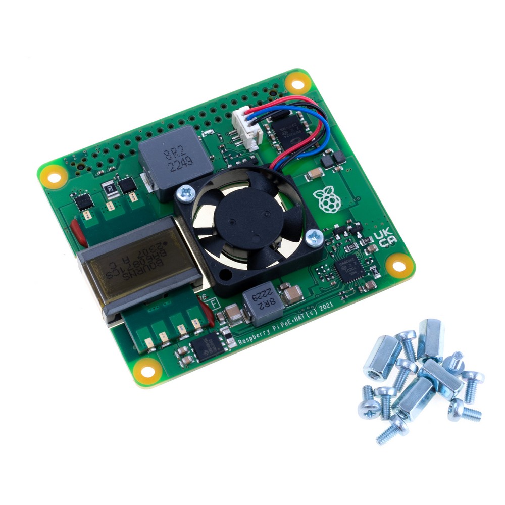 Модуль PoE живлення Raspberry Pi PoE+ HAT для Pi 4 B та Pi 3B+, SC1022 Модуль PoE живлення Raspberry Pi PoE+ HAT для Pi 4 B та Pi 3B+, SC1022
