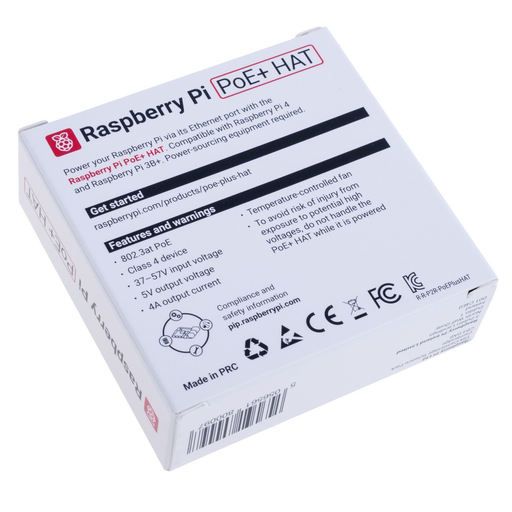 Модуль PoE живлення Raspberry Pi PoE+ HAT для Pi 4 B та Pi 3B+, SC1022 Модуль PoE живлення Raspberry Pi PoE+ HAT для Pi 4 B та Pi 3B+, SC1022