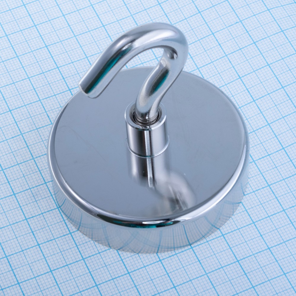 Магніт Pot Magnet with hook, N38, Ni coating, Magnetized, NE60