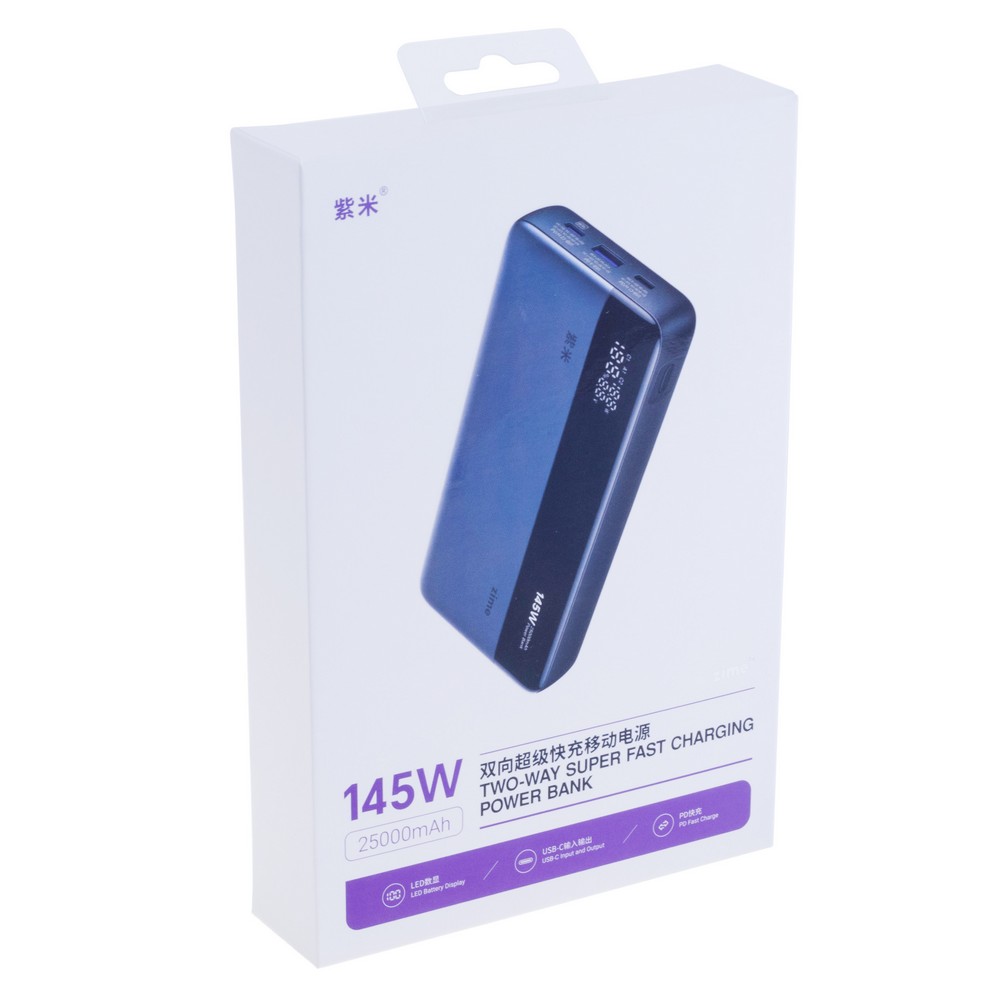 Power Bank 25000mAh 90Wh (14500mAh @ 5V/6A) 145W max Black (B145W2C1A – zime)