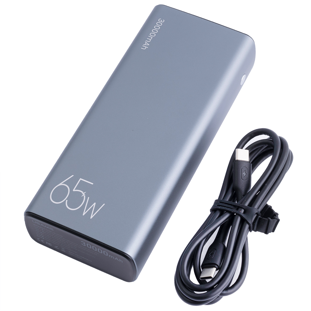 Power Bank 30000mAh 111Wh (Rated Capacity: 18000mAh) USAMS-CM PB59 65W Fast Charge чорний (USAMS) + 100W кабель Type-C (USAMS)