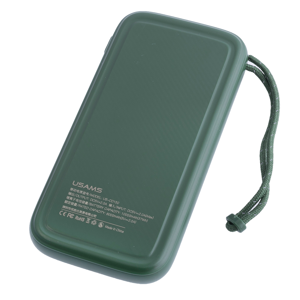 Power Bank 10000mAh 37Wh (Rated Capacity: 6000mAh) US-CD150 PB56 темно-зелений (USAMS)