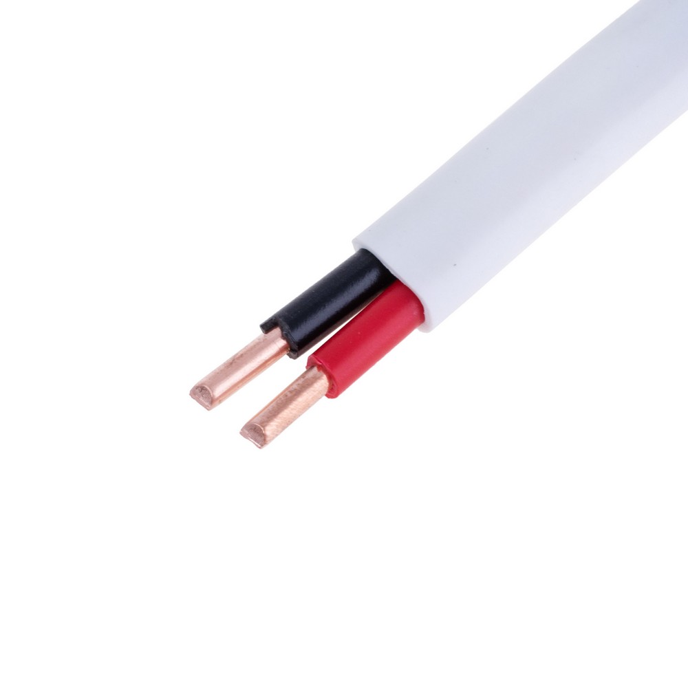 Провід плоский 2x6mm² одножильний в білій оболонці 10AWG (PVC, 2xD2.76mm) чорний, червоний