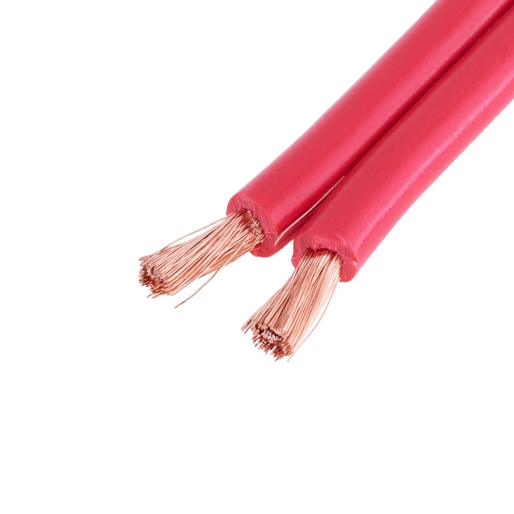 Провід живлення плоский 2-жильний 12AWG (4mm² PVC, 212/0.15/AS) червоний з чорною полоскою