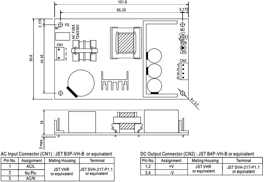 Блок живлення що вбудовується відкритий 35W 12V PS-35-12