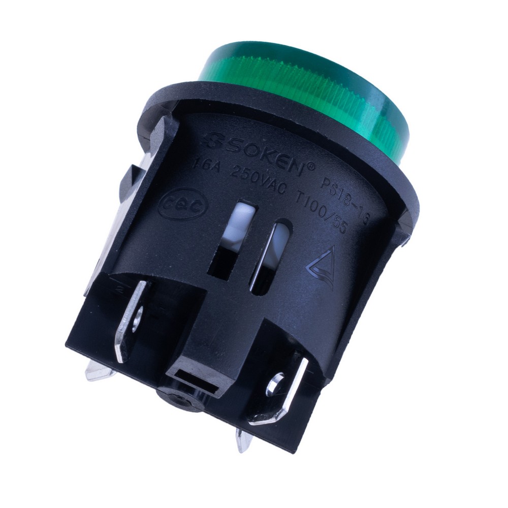 Кнопка PS18-16N-2 green 220V