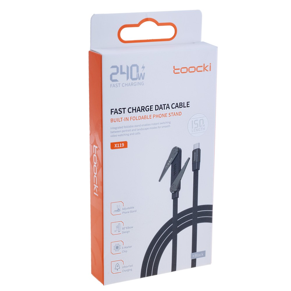 Провід з підставкою USB type-C / USB type-C 100W, чорний, 1,5 метра, 40100147