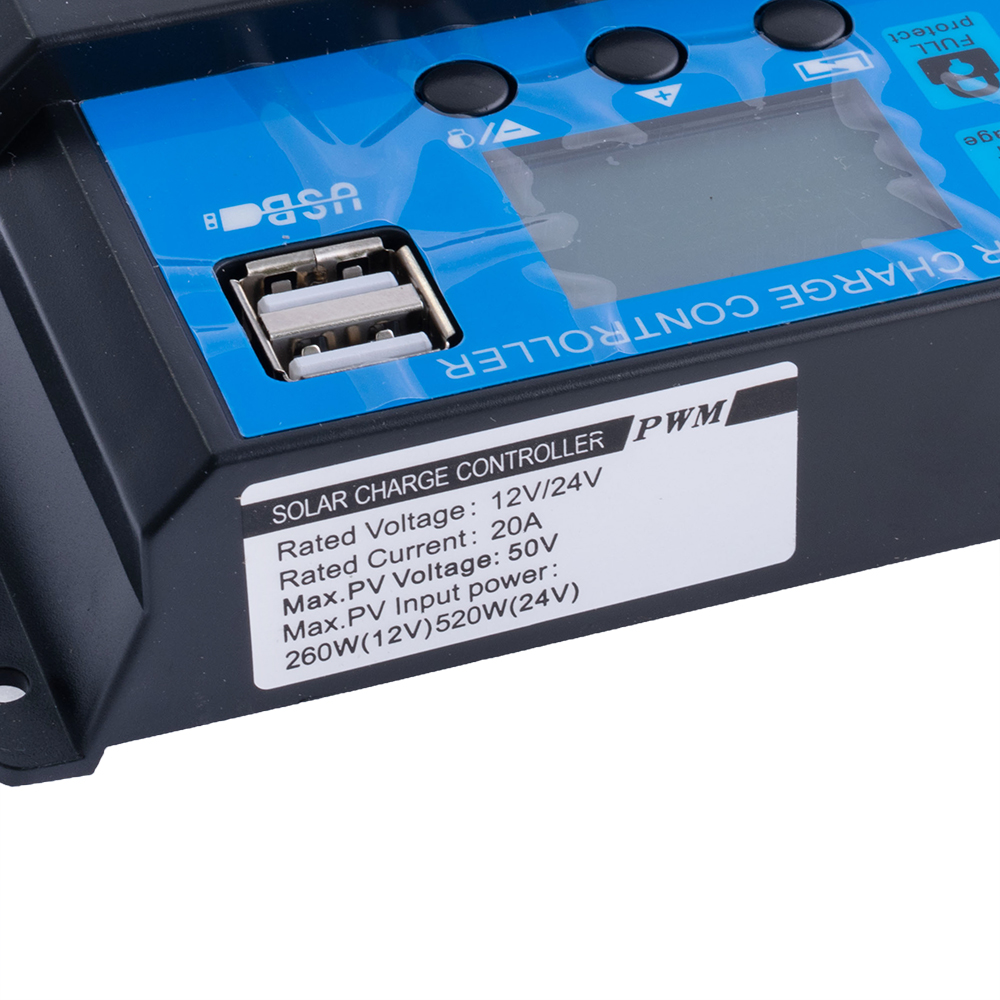 Контролер заряду сонячних панелей PWM 20А 12В/24В (DMD-YJSS-20A)