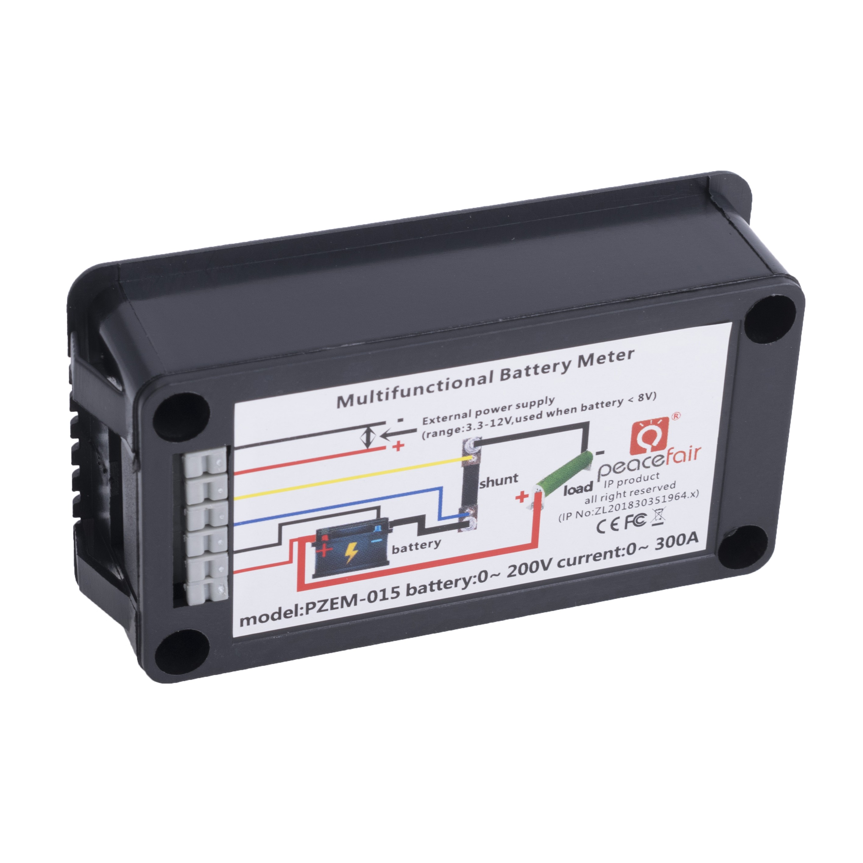 Вимірювальна панель PZEM-015 без шунта (Peacefair) 0-200VDC, 300A, Imp.0-1000 Ohm, Int.res.0-999mOhm, Cap.0-1000AH