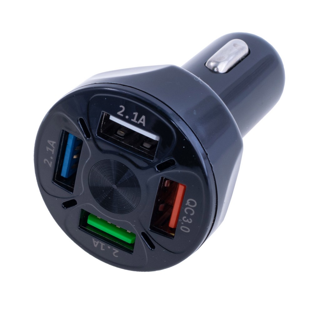 Універсальний зарядний пристрій QC3.0 4порта: 5V / 2.1A 1Порт: 9V-12V / 1.8A (4 порти USB / чорний) BK358