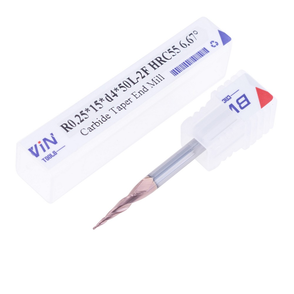 Фреза конусна R0.25*15*d4*50L-2F HRC55 6.67°