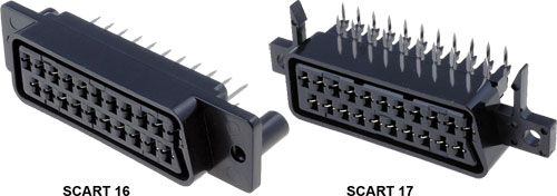 SCART-16 тип:SCART; гніздо; "мама"; прямий; THT на панель