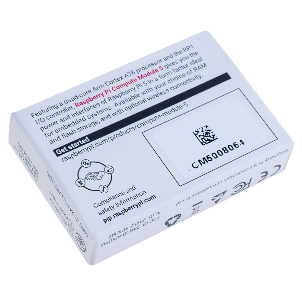 Raspberry Pi Compute module 5 "CM5", 8GB RAM/64GB eMMC, без Wi-Fi, CM5008064 Raspberry Pi Compute module 5 "CM5", 8GB RAM/64GB eMMC, без Wi-Fi, CM5008064