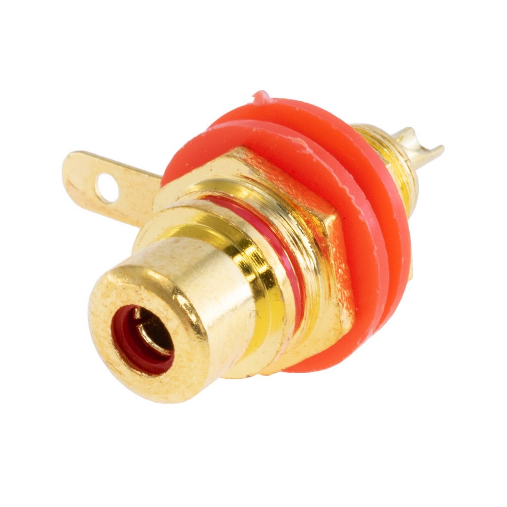 Гніздо RCA червоне на панель, золочене  L-KLS1-RCA-108-G-R/65