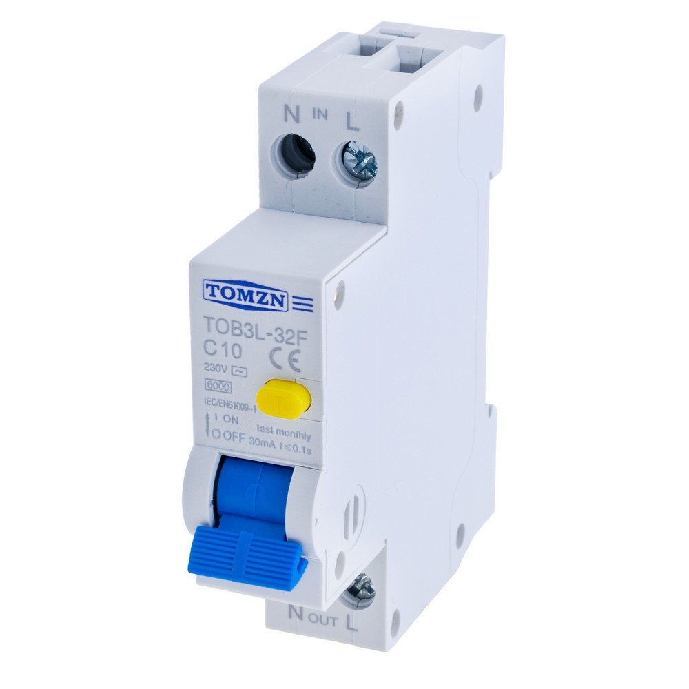 Диференційний автоматичний вимикач RCBO 1P+N 18MM 230V 6KA 10A