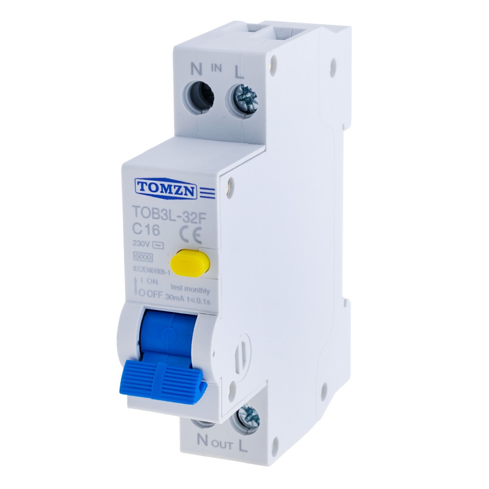 Диференційний автоматичний вимикач RCBO 1P+N 18MM 230V 6KA 16A