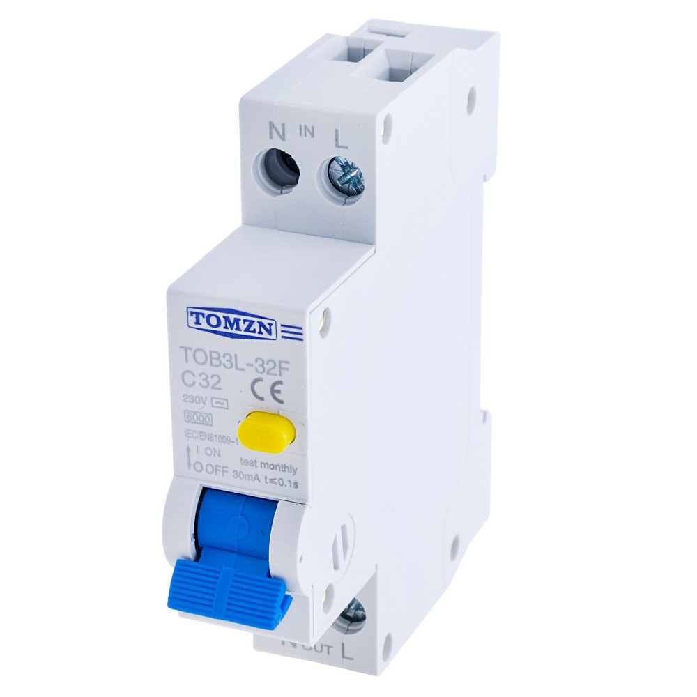 Диференційний автоматичний вимикач RCBO 1P+N 18MM 230V 6KA 32A