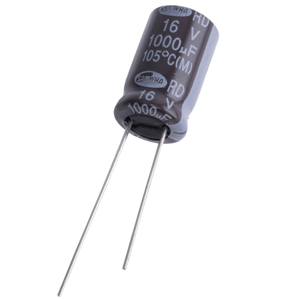 1000uF 16V RD 10x16mm 105°C (RD1C108M10016PA159-Samwha) (електролітичний конденсатор)