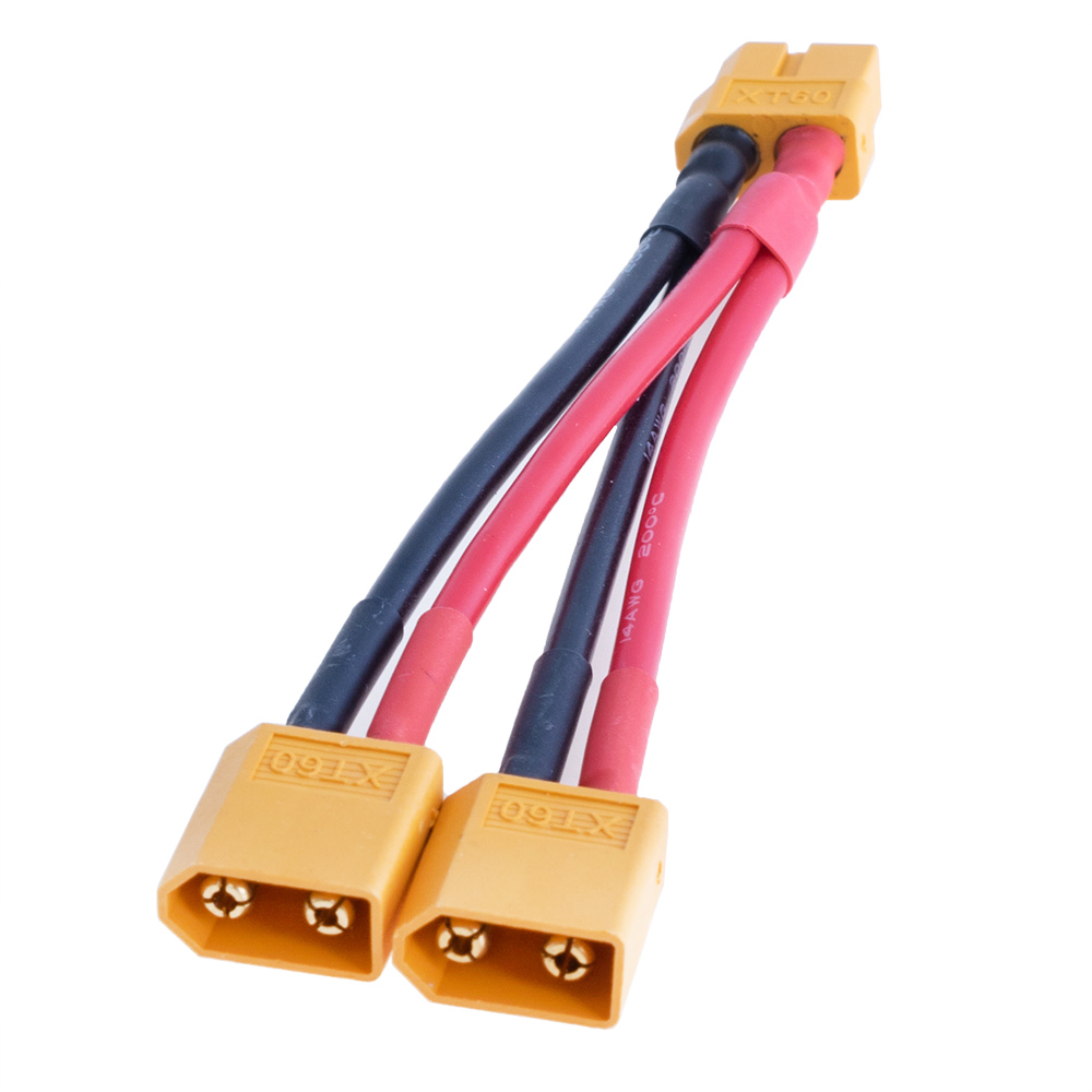Розгалужувач живлення "Y" 1"мама"->2"тато" XT60, 14AWG C-060