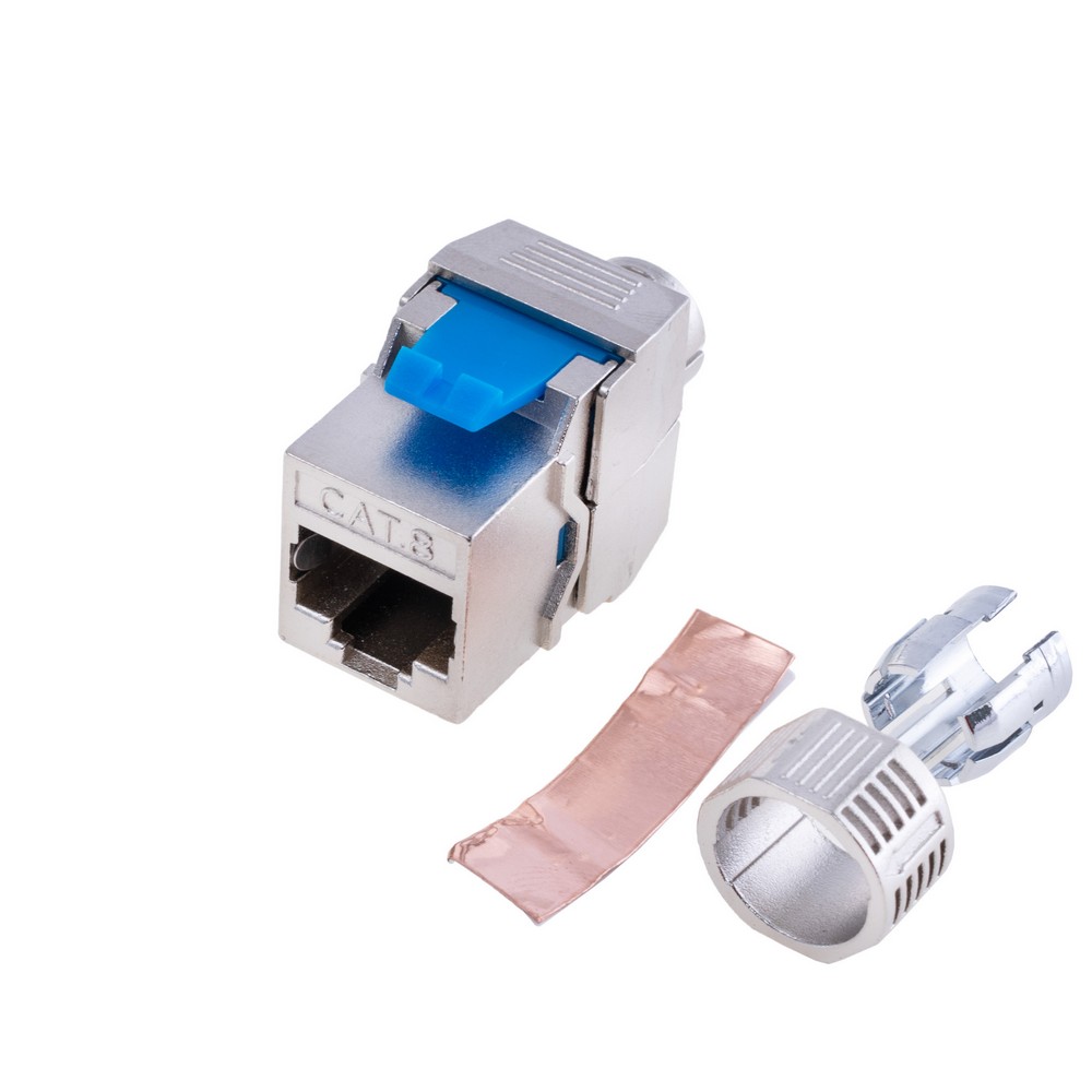 RJ45 конектор 8P8C "мама" Cat8 для монтажу без обтиску на панель MKC8-XHJ