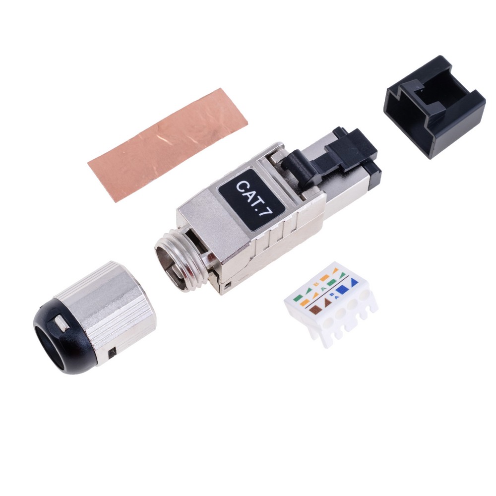 RJ45 конектор "тато" 40Gbps Cat7 для монтажу без обтиску. MRC7-N2