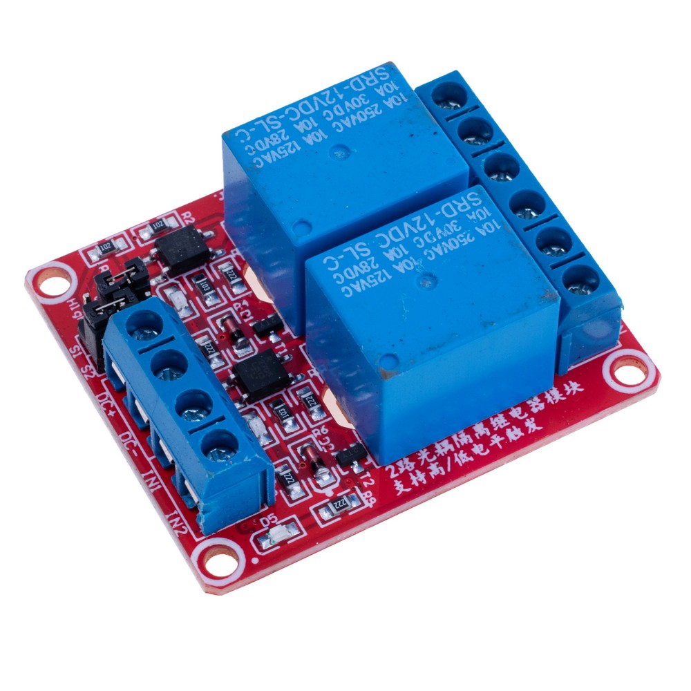 Реле-модуль, 2 канали, 12V, з оптороз'язкою