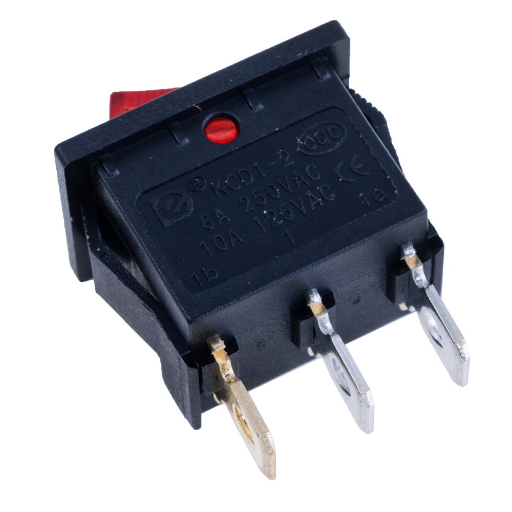 Перемикач Rocker, KCD1-2-101N RED BUTTON 220V Перемикач Rocker, KCD1-2-101N RED BUTTON 220V