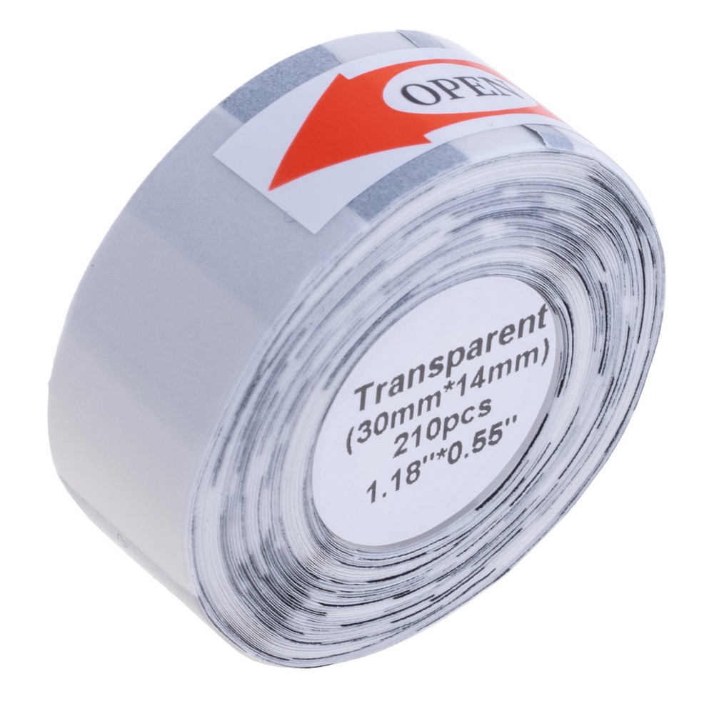 Стрічка для принтера етикеток прозора, для маркування 14x30mm, 1 бобіна