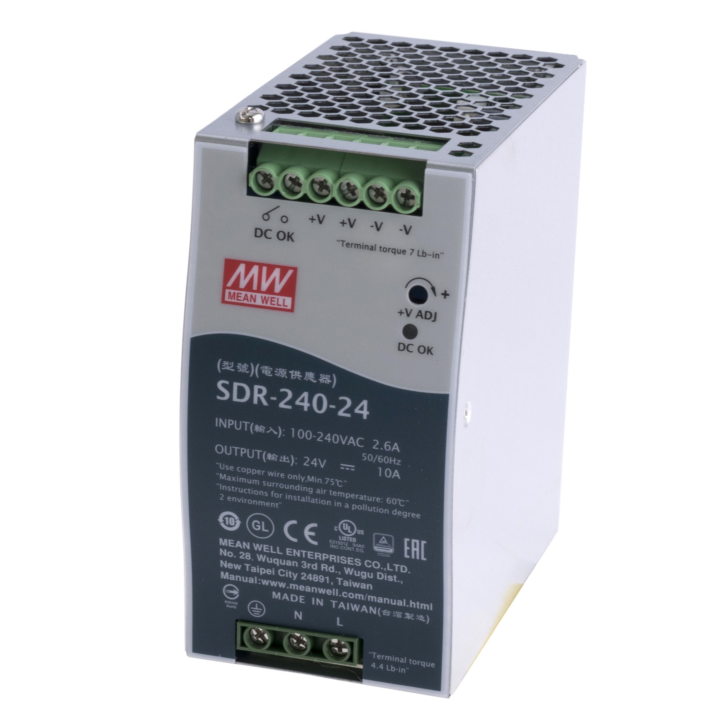 Блок живлення на DIN-рейку 240W 24V SDR-240-24