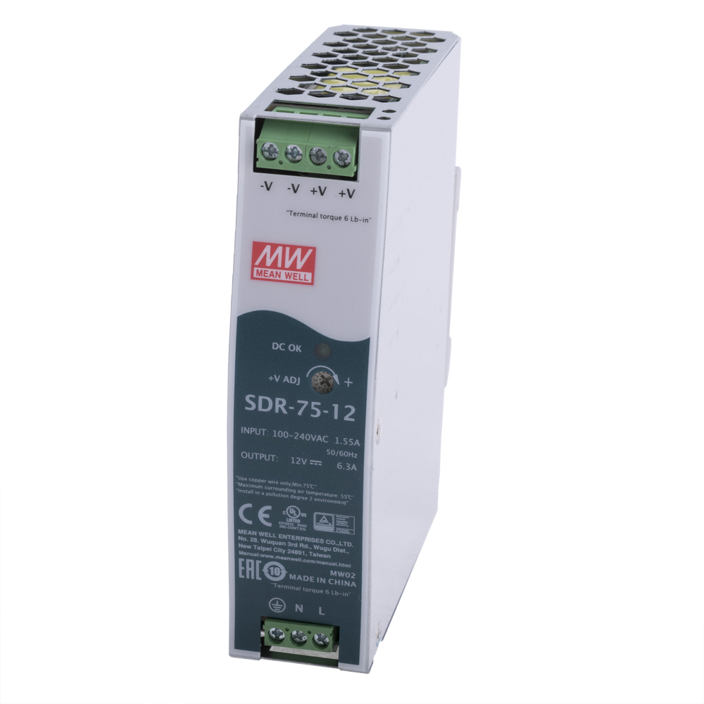 Блок живлення на DIN-рейку 75W 12V SDR-75-12 Блок живлення на DIN-рейку 75W 12V SDR-75-12